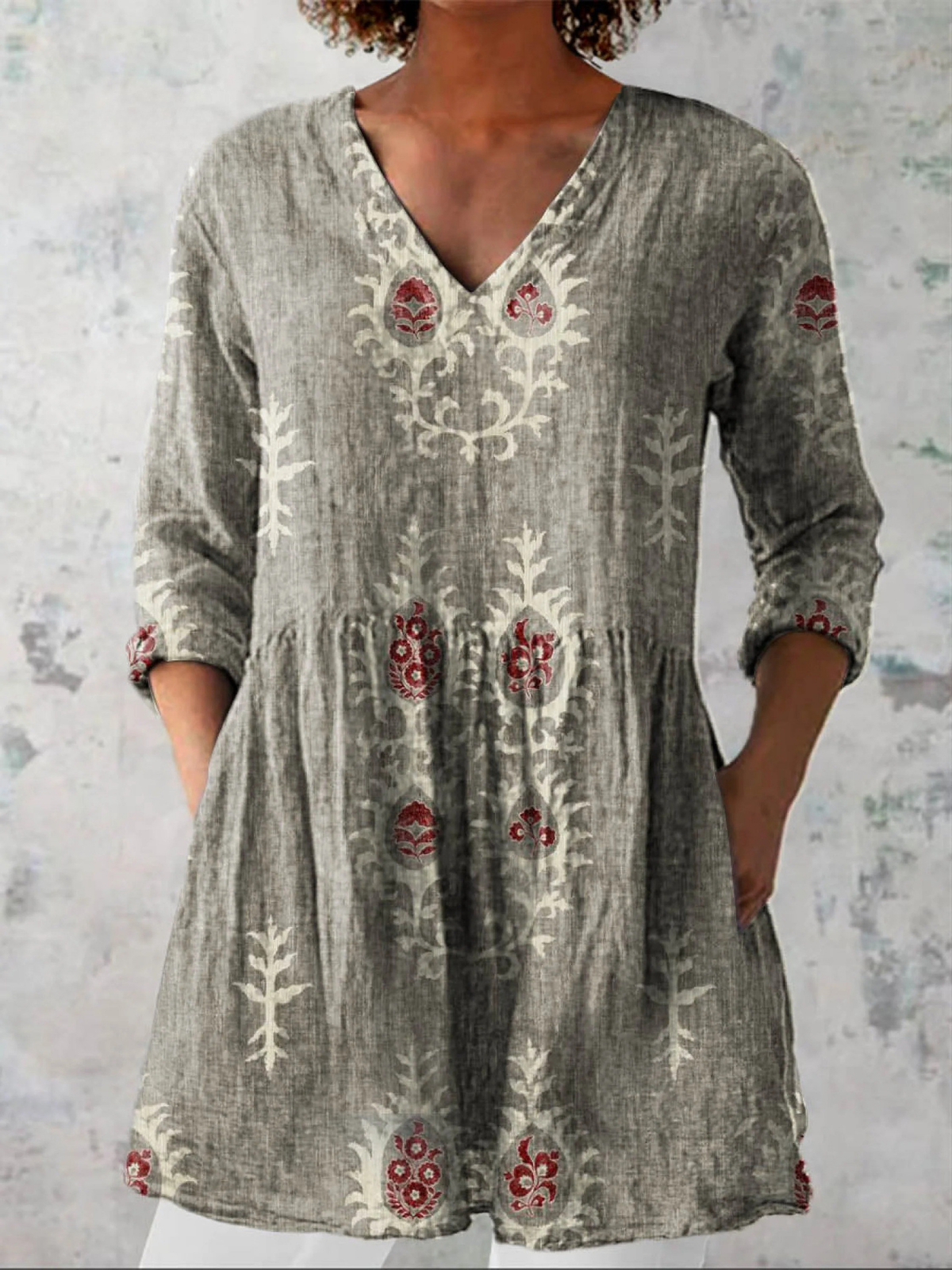 Women's Long V-Neck Blouse - photo 6
