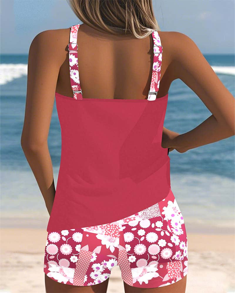 Women's Melanie floral tank swimsuit set - side view