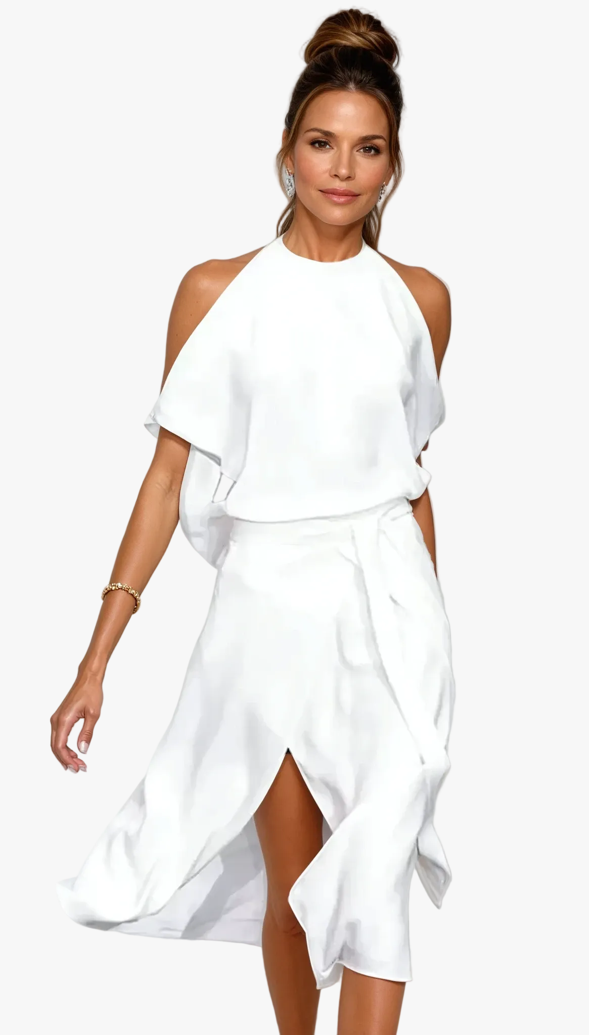 Women's Halter Cold Shoulder Midi Dress | Formal Evening