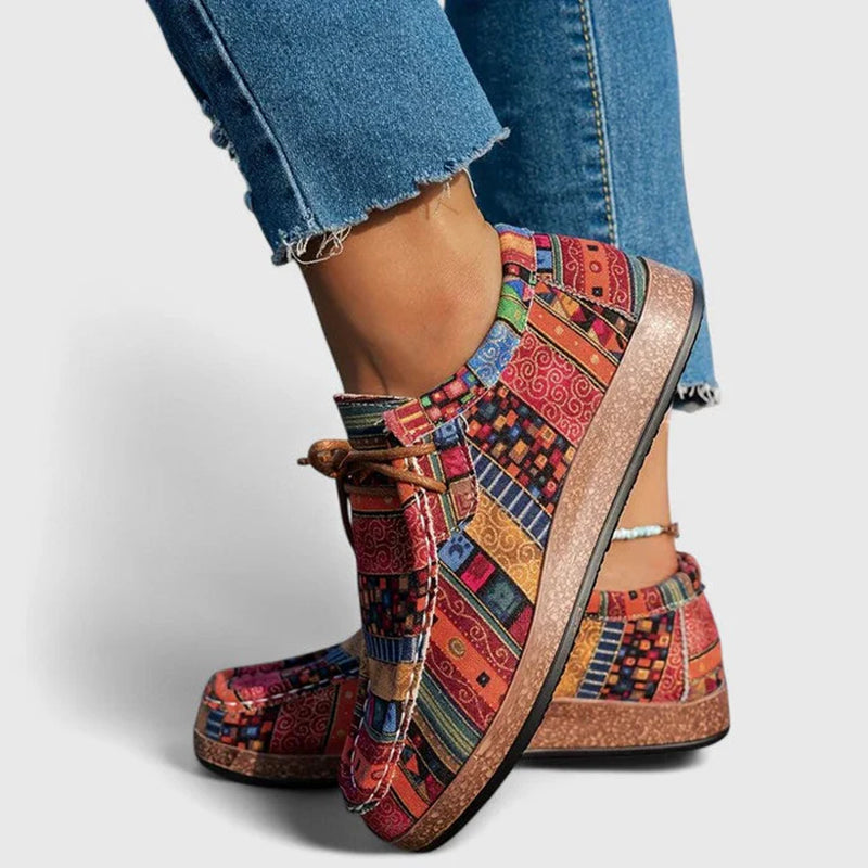 Women's Multicolor Patchwork Lace-Up Casual Shoes | Flat Everyday Trainers