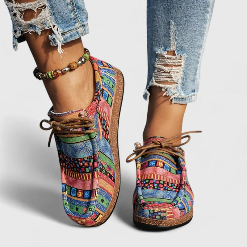Women's Multicolor Patchwork Lace-Up Casual Shoes | Flat Everyday Trainers