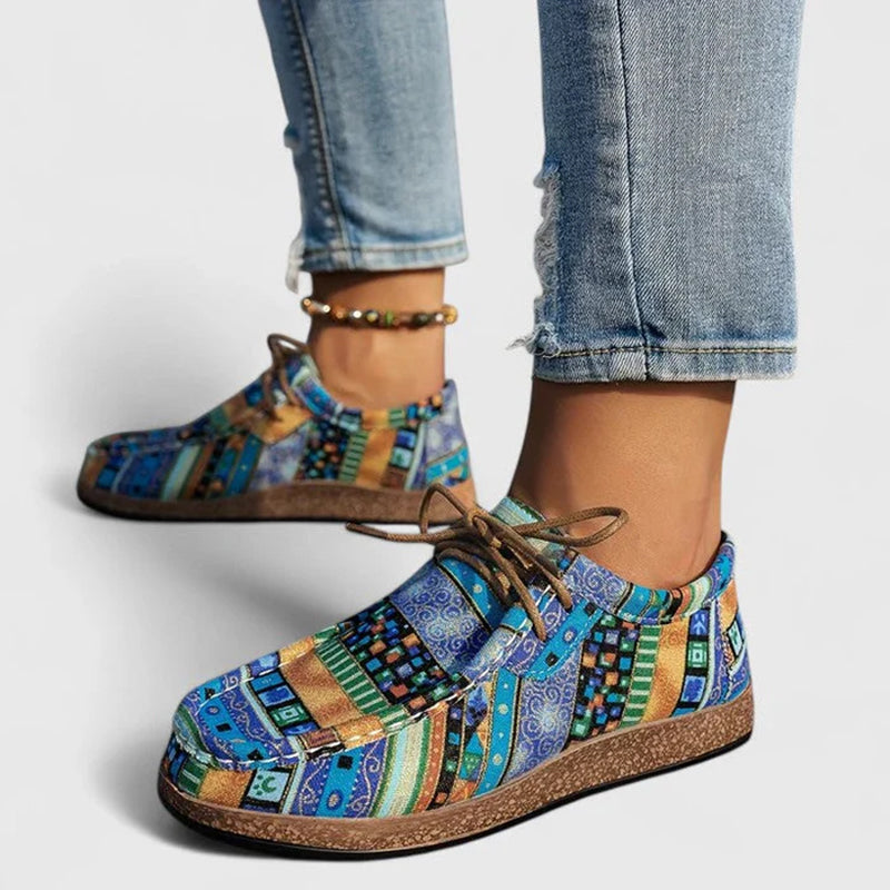 Women's Multicolor Patchwork Lace-Up Casual Shoes | Flat Everyday Trainers