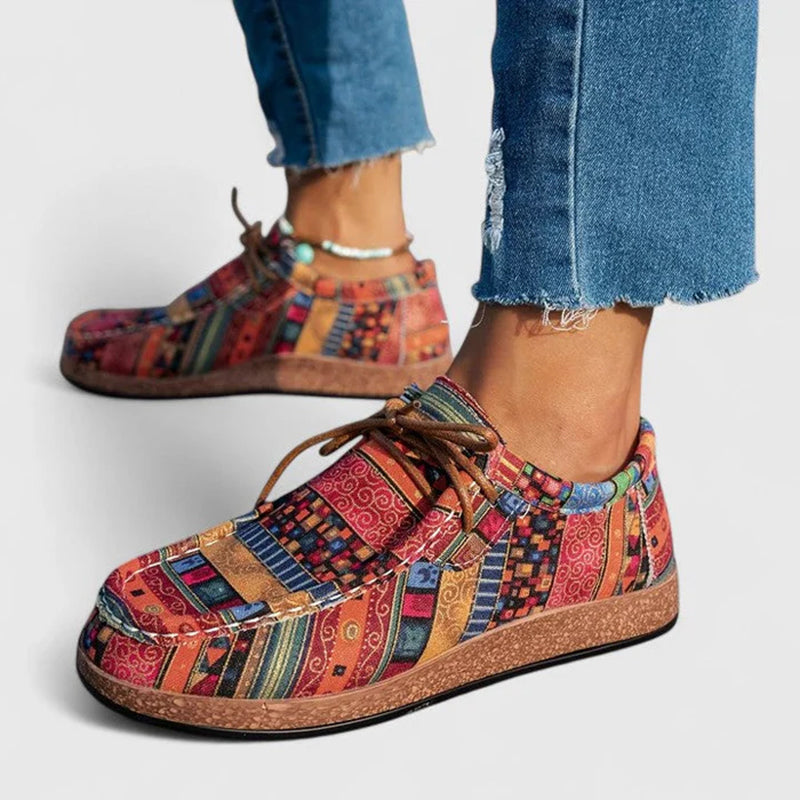 Women's Multicolor Patchwork Lace-Up Casual Shoes | Flat Everyday Trainers