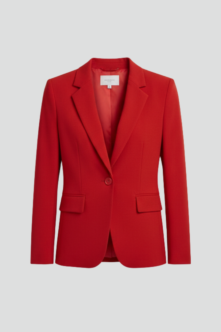 womens notched lapel long sleeve blazer | smart office jacket - front view