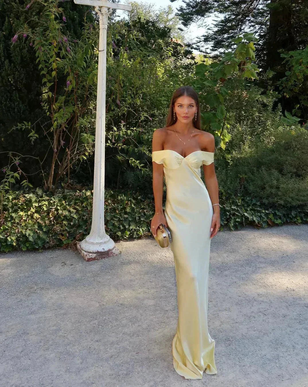 Women's Off-Shoulder Yellow Maxi Dress | Formal Occasion Long Dress