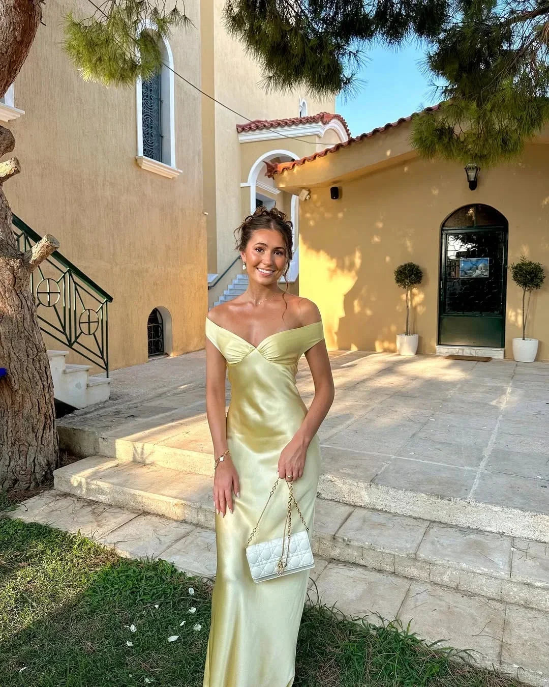 Women's Off-Shoulder Yellow Maxi Dress | Formal Occasion Long Dress