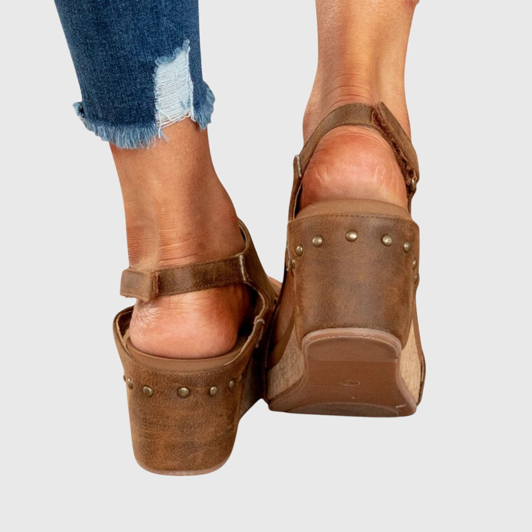 Women's orthopedic comfort sandals flat lay view