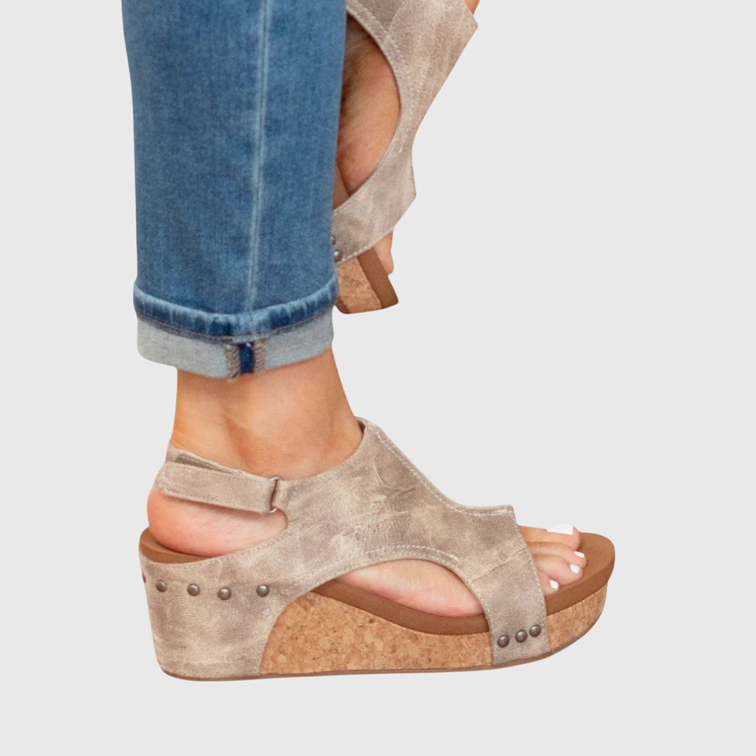 Women's orthopedic sandals with adjustable buckle strap top view