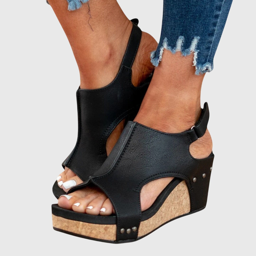 Women's open toe orthopedic comfort sandals - black