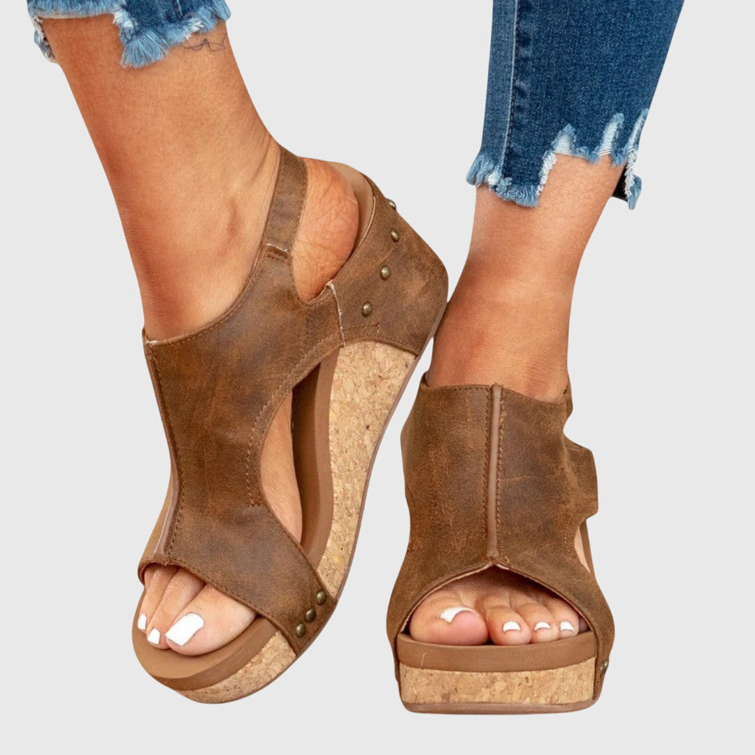 Women's open toe orthopedic comfort sandals - brown