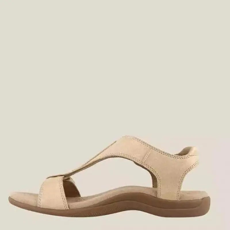 Women's orthopedic cross strap open toe sandals - beige