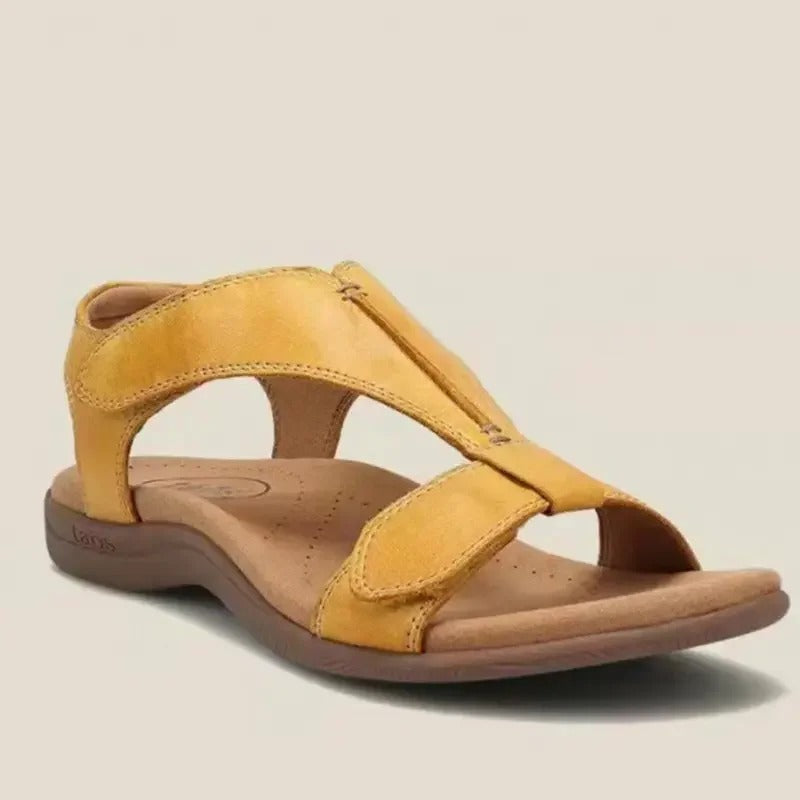 Women's orthopedic cross strap open toe sandals - yellow