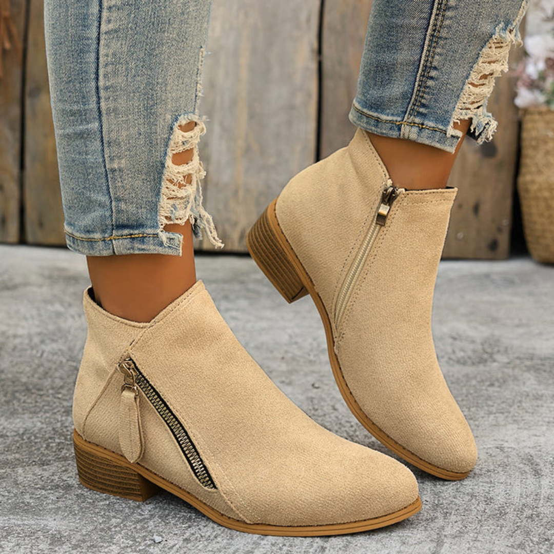 Women's orthopedic side zip block heel shoes - lifestyle view