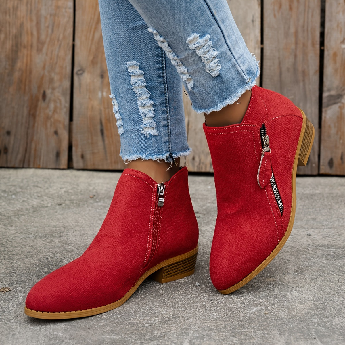 Women's orthopedic side zip block heel shoes - detail view