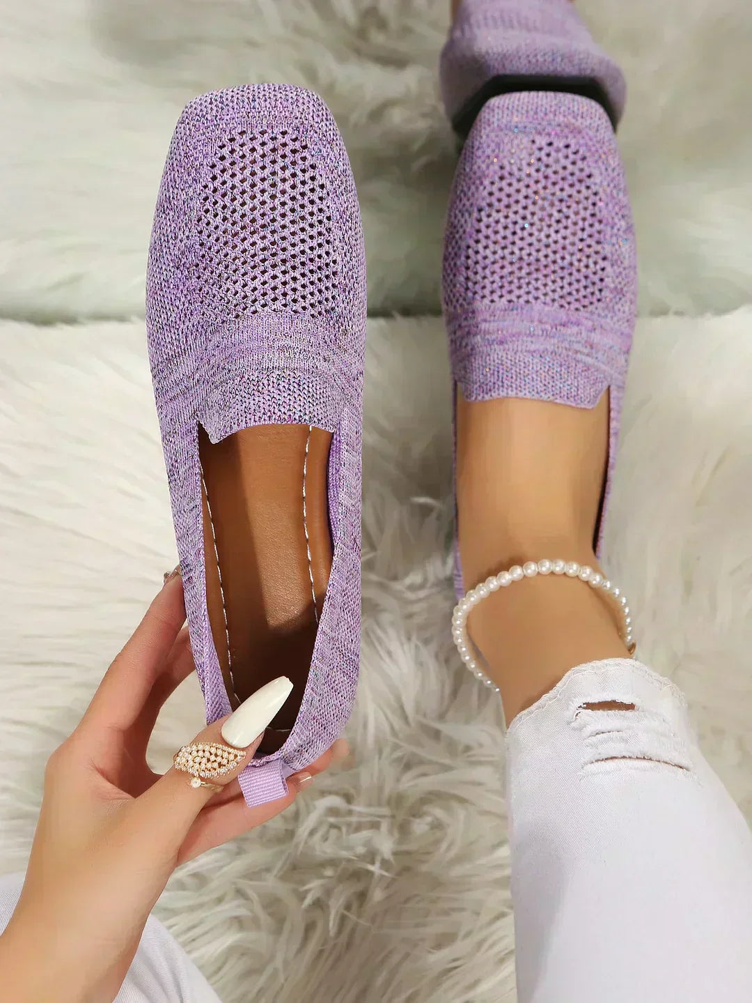 Women's lightweight orthopedic slip-on shoes - sole view