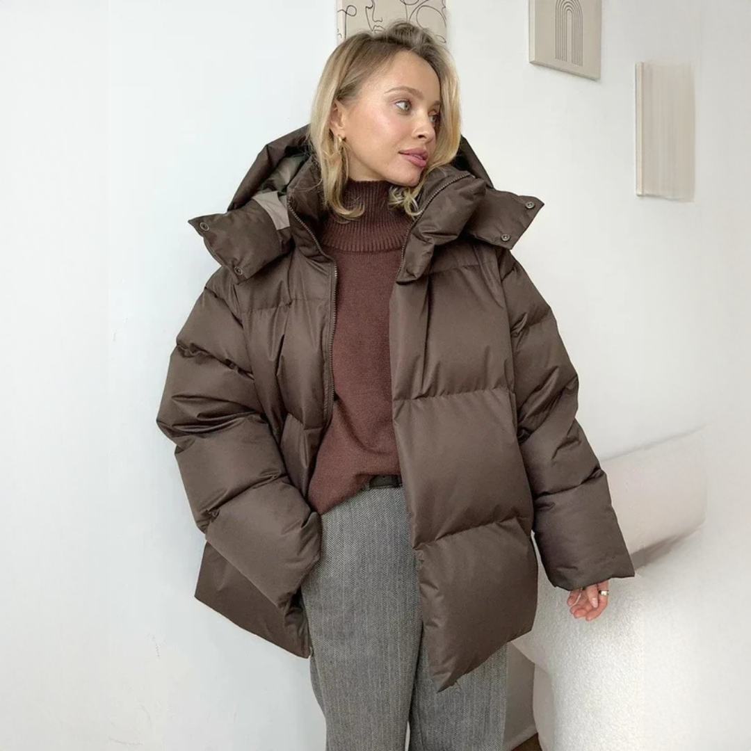Women's Oversized Quilted Puffer Jacket with Hood - photo 1