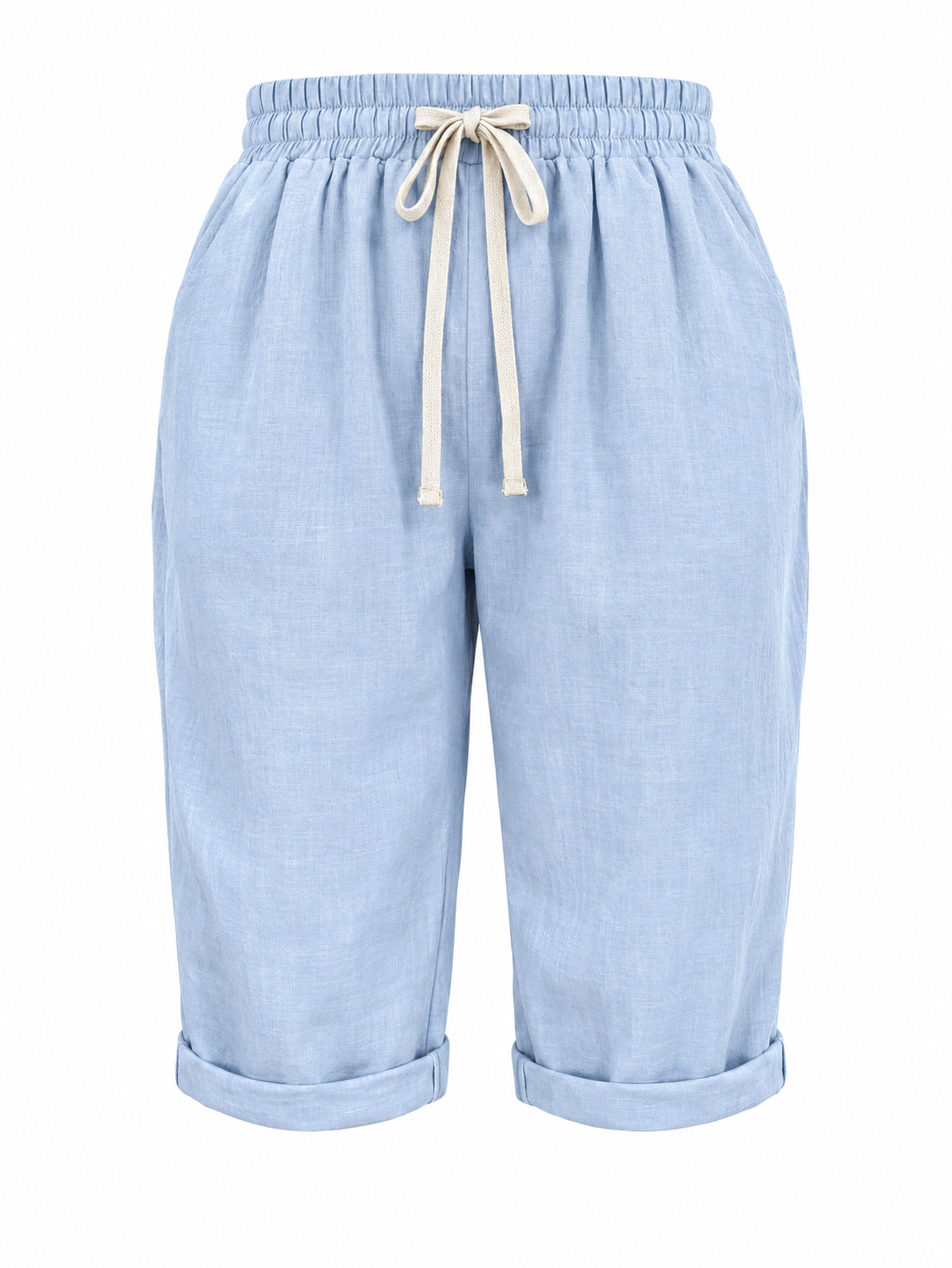 womens relaxed fit capri pants | casual cropped trousers - back view