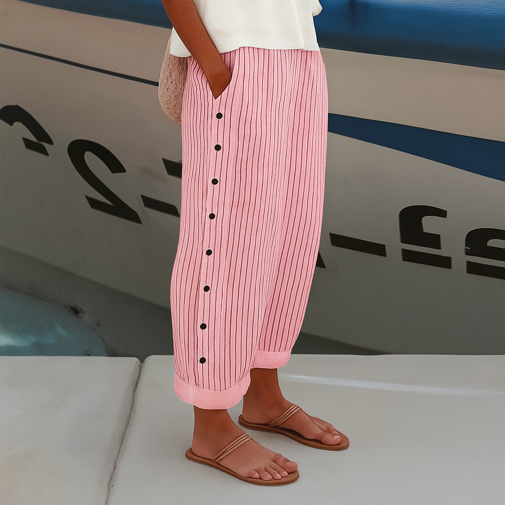 womens relaxed fit pants with side pockets | casual everyday trousers - detail view