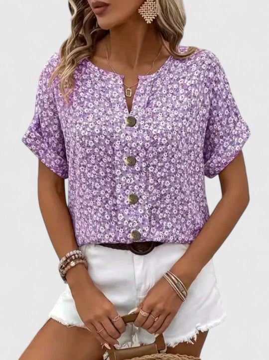 Women's Ruffled Trim Balloon Sleeve Blouse | Elegant Casual Top