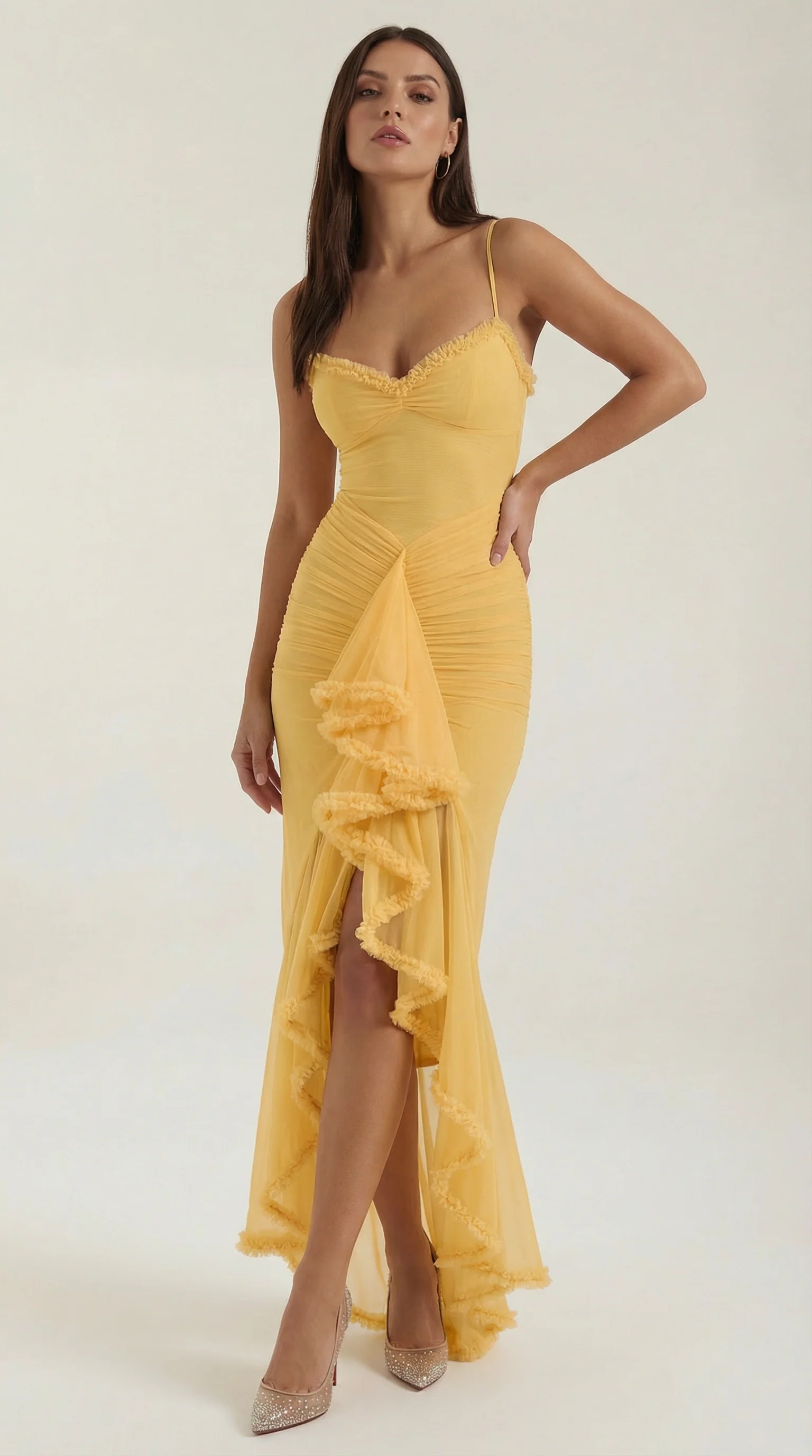 Women's Sleeveless Ruffle Maxi Dress | Wedding Guest Formal Long Dress