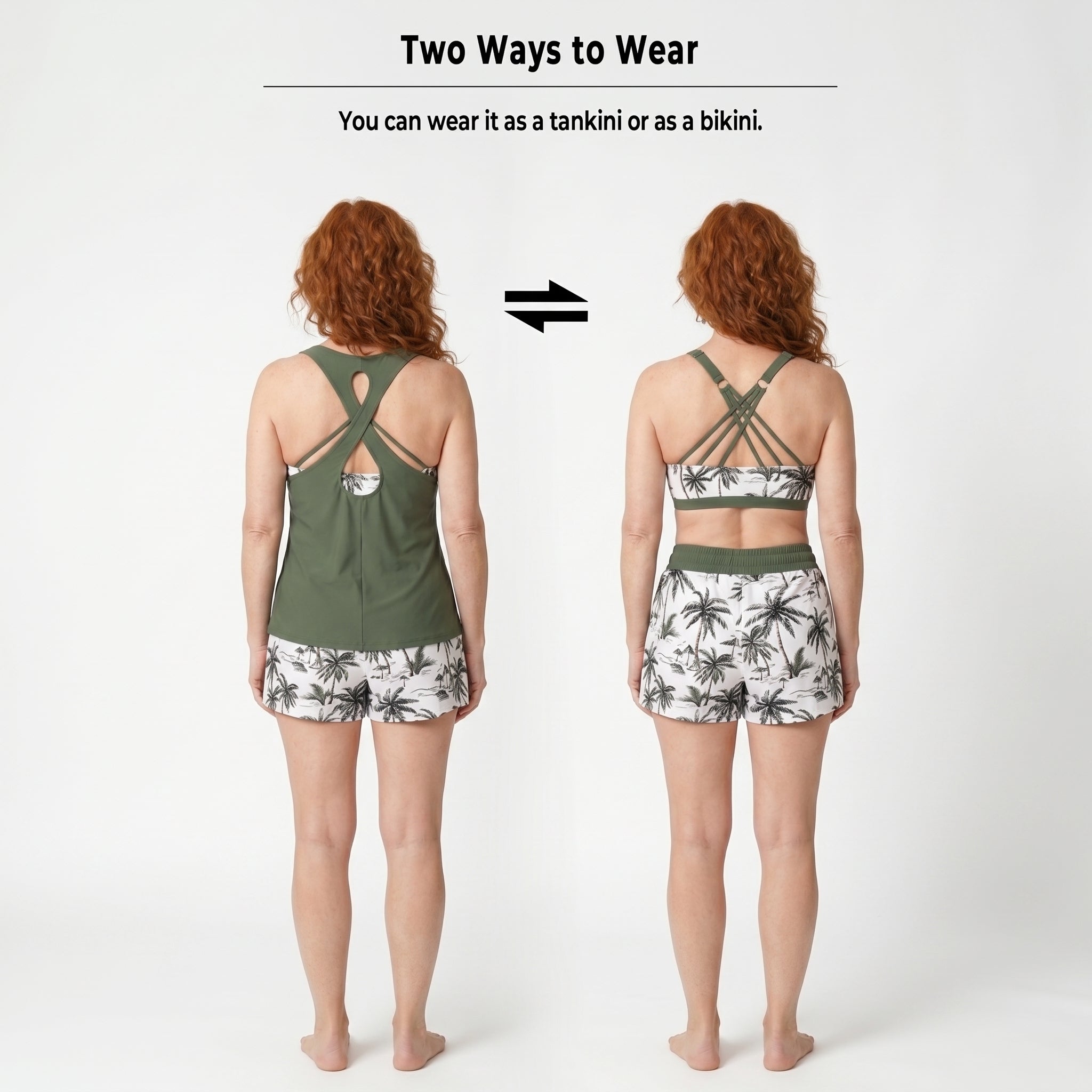 Women's Sporty Three-Piece Tankini Set with Pockets - photo 4