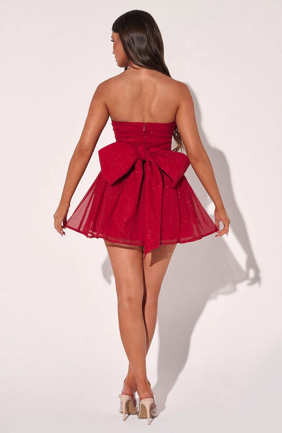 women's strapless corset mini dress - close-up view