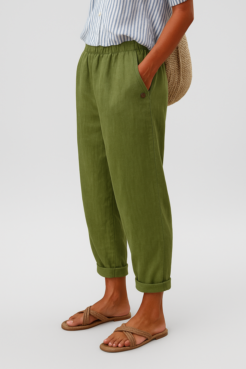 womens stylish wide leg pants with side pockets | casual everyday trousers - side view