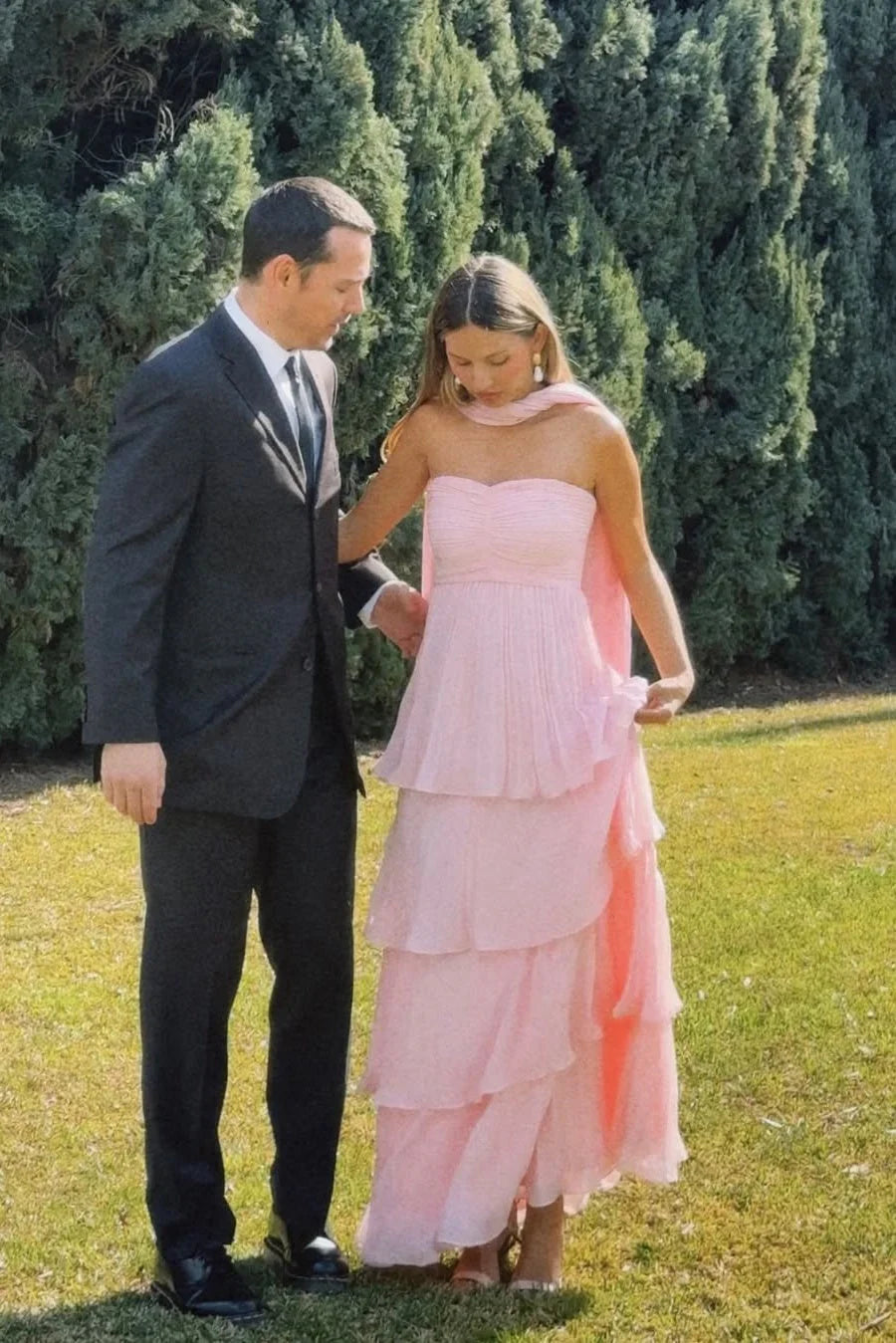 Women's Strapless Tiered Maxi Dress | Wedding Guest Ruffle Long Dress