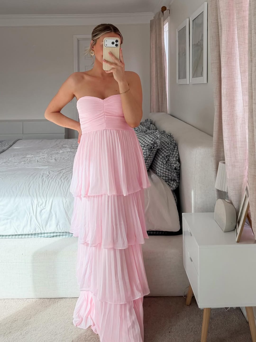 Women's Strapless Tiered Maxi Dress | Wedding Guest Ruffle Long Dress