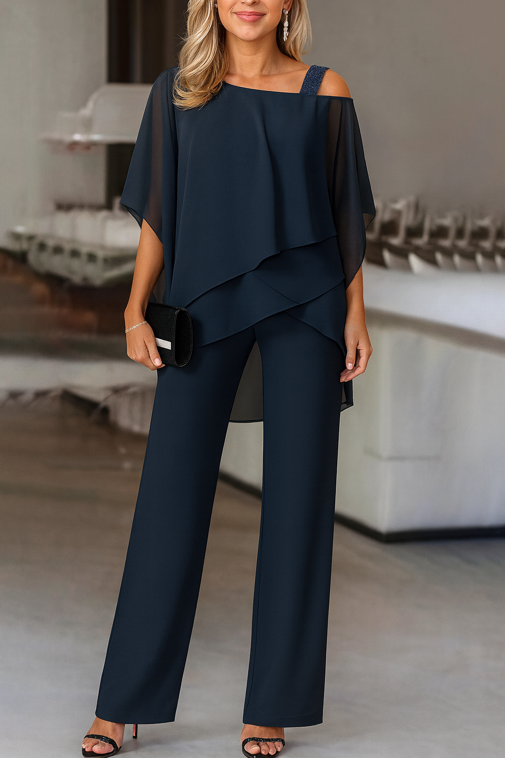 Women's two-piece evening set in Dark Blue