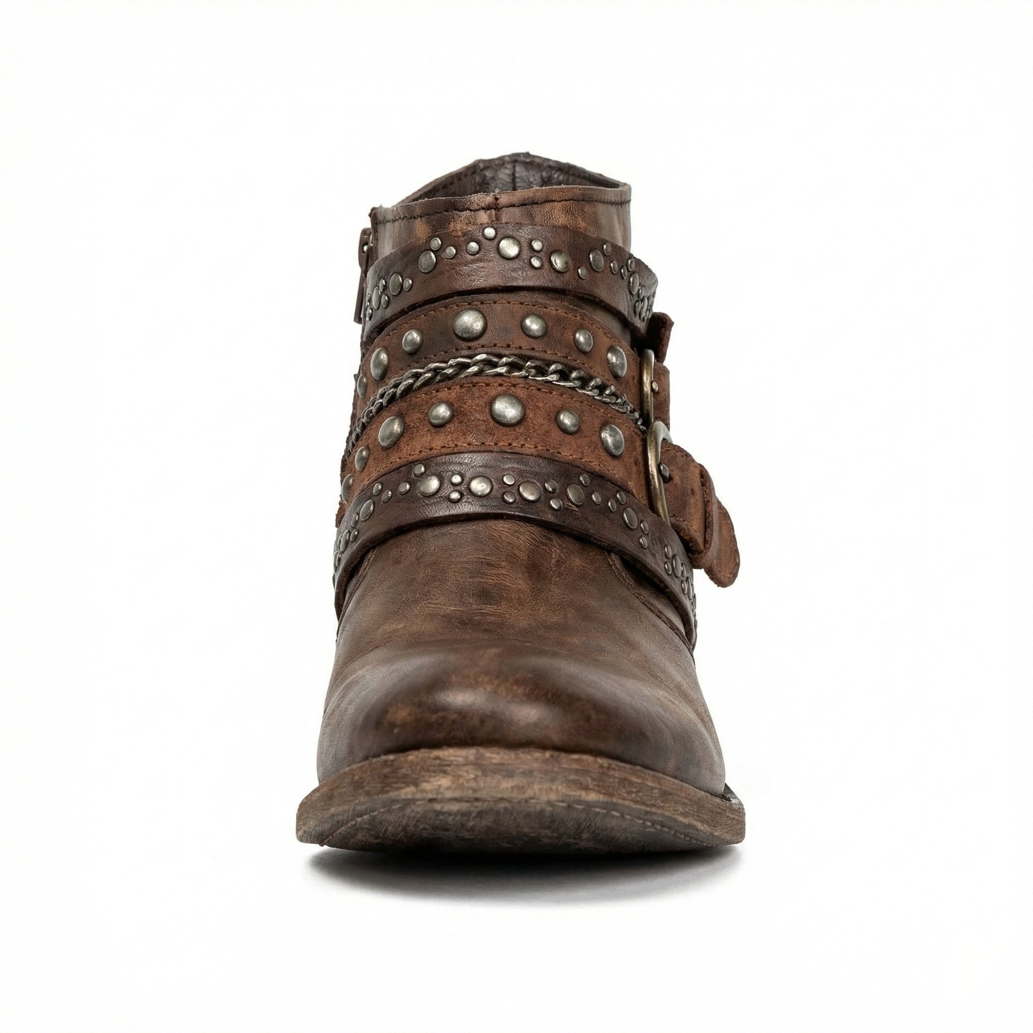 women's vintage chain-detail ankle boots - front view