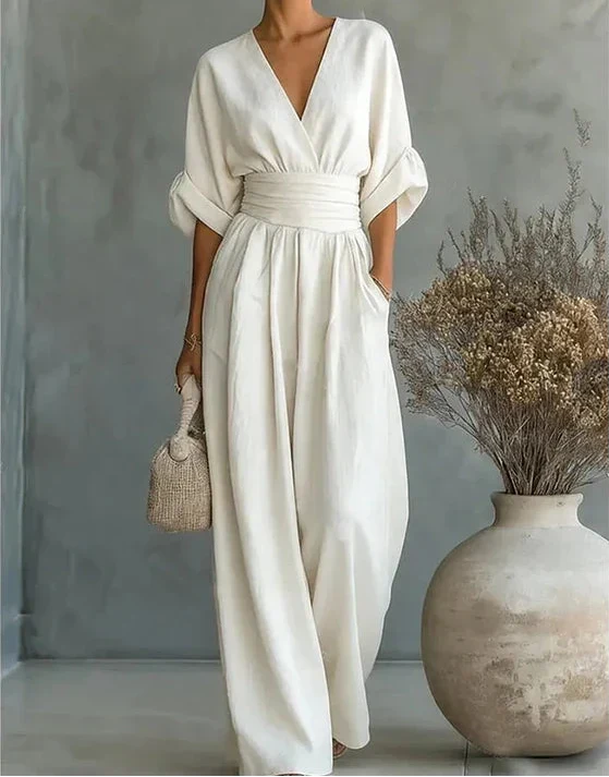 Women's Wide-Leg V-Neck Jumpsuit - photo 5