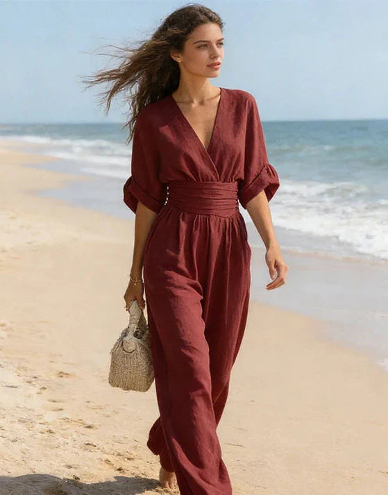 Women's Wide-Leg V-Neck Jumpsuit - photo 7