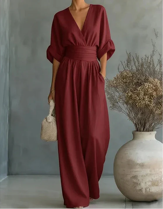 Women's Wide-Leg V-Neck Jumpsuit - photo 9