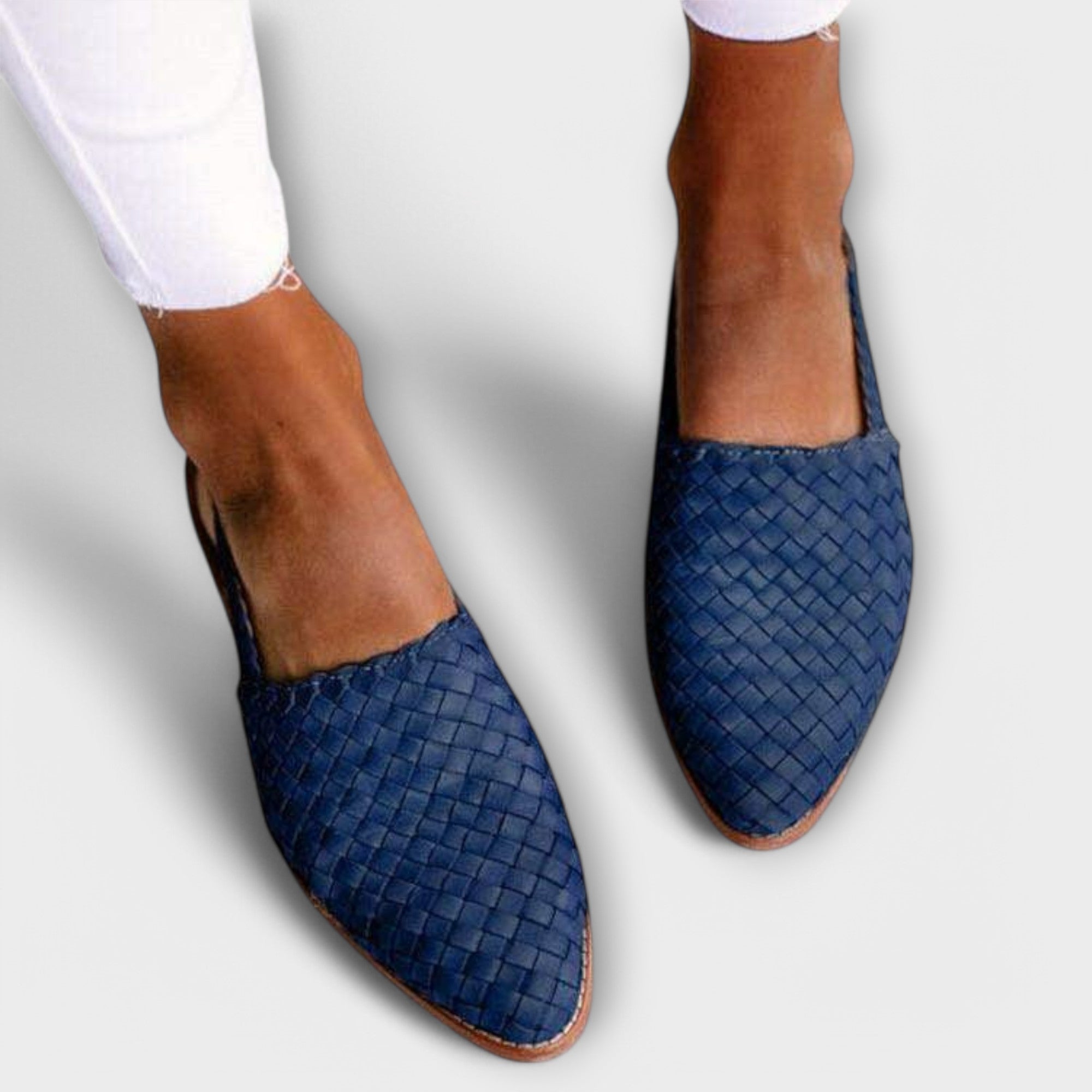 Women's Woven Leather Slingback Loafers | Pointed Toe Flat Casual Shoes