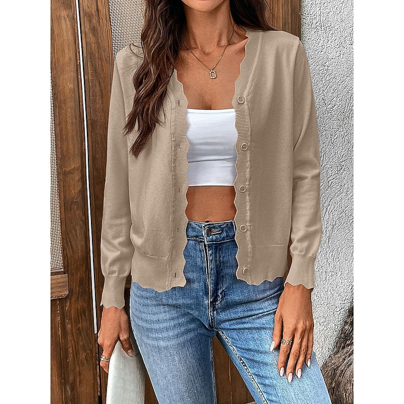 Women's Scalloped Button-Front Cardigan